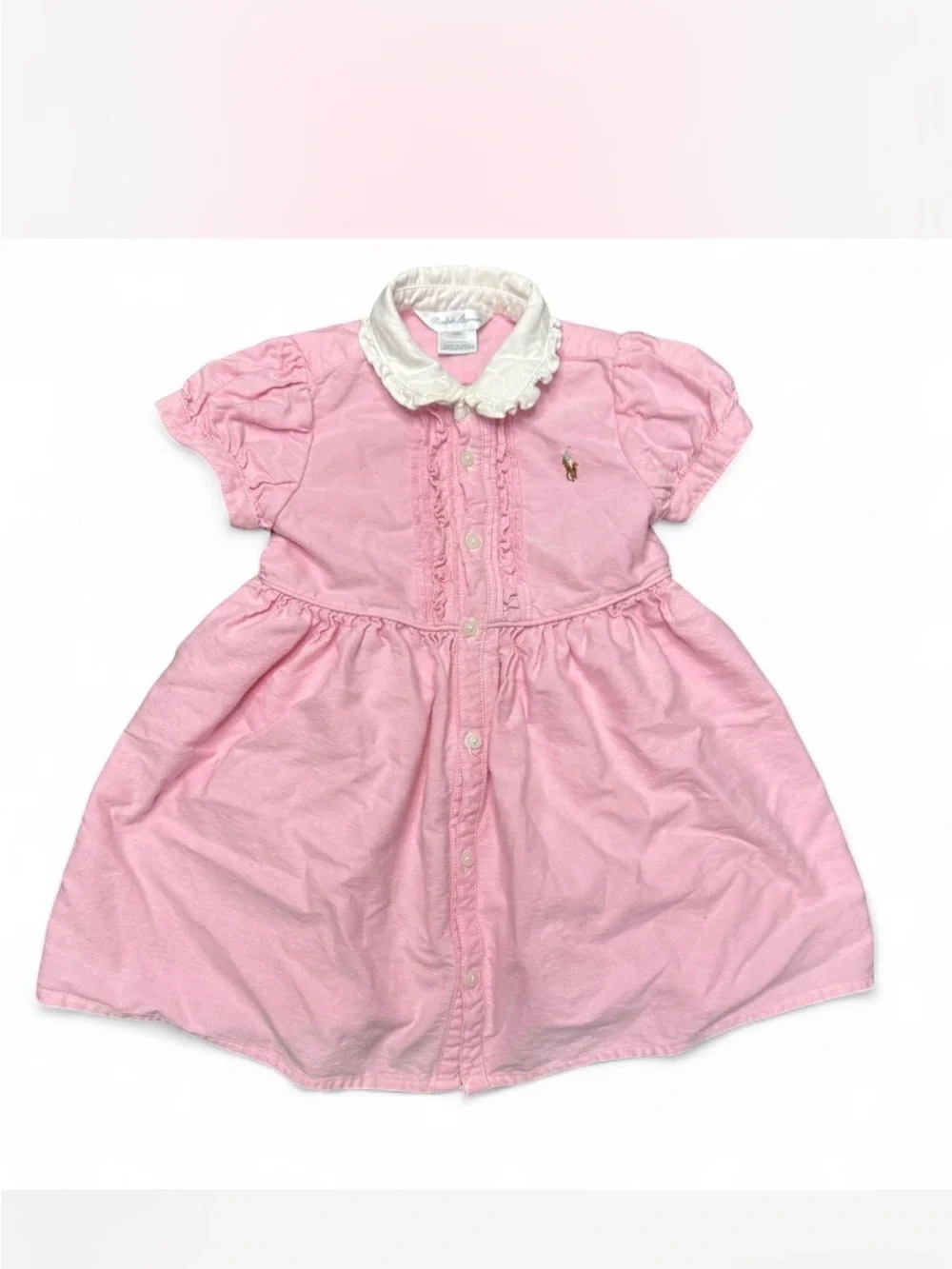 Ralph Lauren Pink Dress with White Ruffled Collar